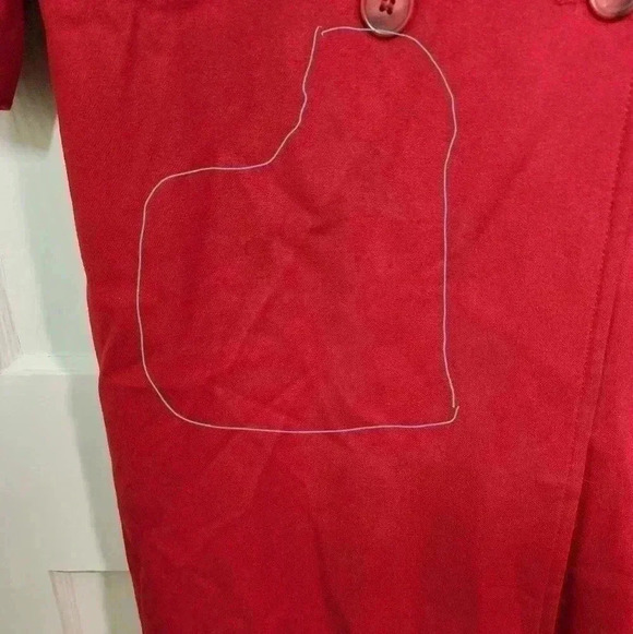 Vtg Pendleton Women Red Virgin Wool Long Pea Trench Coat Double Breasted Sz 8 - Picture 6 of 6